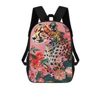 sinyumoney Impression 3D Colorful Leopard with Flowers Sacs À Dos Scolaires Pour Enfants De 17 Pouces, Sacs À Livres Pour Garçons, Grand Sac À Dos De Voyage, Sacs À Dos De Jour