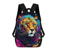 sinyumoney Impression 3D Colorful Leopard with Headphones Sacs À Dos Scolaires Pour Enfants De 17 Pouces, Sacs À Livres Pour Garçons, Grand Sac À Dos De Voyage, Sacs À Dos De Jour