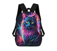 sinyumoney Impression 3D Colorful Neon Cat Artwork Sacs À Dos Scolaires Pour Enfants De 17 Pouces, Sacs À Livres Pour Garçons, Grand Sac À Dos De Voyage, Sacs À Dos De Jour