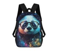 sinyumoney Impression 3D Colorful Panda with Glasses Sacs À Dos Scolaires Pour Enfants De 17 Pouces, Sacs À Livres Pour Garçons, Grand Sac À Dos De Voyage, Sacs À Dos De Jour