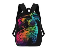 sinyumoney Impression 3D Colorful Parrot Headphones Sunglasses Art Sacs À Dos Scolaires Pour Enfants De 17 Pouces, Sacs À Livres Pour Garçons, Grand Sac À Dos De Voyage, Sacs À Dos De Jour