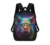 sinyumoney Impression 3D Colorful Pig Art Print-2 Sacs À Dos Scolaires Pour Enfants De 17 Pouces, Sacs À Livres Pour Garçons, Grand Sac À Dos De Voyage, Sacs À Dos De Jour