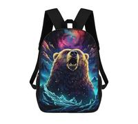 sinyumoney Impression 3D Colorful Roaring Bear Art Print Sacs À Dos Scolaires Pour Enfants De 17 Pouces, Sacs À Livres Pour Garçons, Grand Sac À Dos De Voyage, Sacs À Dos De Jour