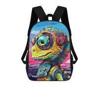 sinyumoney Impression 3D Colorful Robot Lizard Art Print Sacs À Dos Scolaires Pour Enfants De 17 Pouces, Sacs À Livres Pour Garçons, Grand Sac À Dos De Voyage, Sacs À Dos De Jour