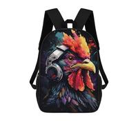 sinyumoney Impression 3D Colorful Rooster with Headphones Art Print Sacs À Dos Scolaires Pour Enfants De 17 Pouces, Sacs À Livres Pour Garçons, Grand Sac À Dos De Voyage, Sacs À Dos De Jour