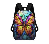sinyumoney Impression 3D Colorful Stained Glass Butterfly Sacs À Dos Scolaires Pour Enfants De 17 Pouces, Sacs À Livres Pour Garçons, Grand Sac À Dos De Voyage, Sacs À Dos De Jour