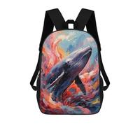 sinyumoney Impression 3D Colorful Whale in An Abstract Ocean Sacs À Dos Scolaires Pour Enfants, Cartables Pour Garçons, Grand Sac À Dos De Voyage, Sacs À Dos De Jour 17inch