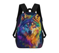 sinyumoney Impression 3D Colorful Wolf Portrait Sacs À Dos Scolaires Pour Enfants, Cartables Pour Garçons, Grand Sac À Dos De Voyage, Sacs À Dos De Jour 17inch