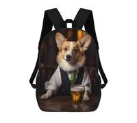 sinyumoney Impression 3D Corgi Dog in The Bar Sacs À Dos Scolaires Pour Enfants, Cartables Pour Garçons, Grand Sac À Dos De Voyage, Sacs À Dos De Jour 17inch