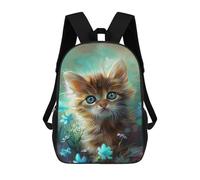 sinyumoney Impression 3D Cute Kitten with Flowers Sacs À Dos Scolaires Pour Enfants De 17 Pouces, Sacs À Livres Pour Garçons, Grand Sac À Dos De Voyage, Sacs À Dos De Jour