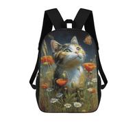 sinyumoney Impression 3D Cute Kitten with Flowers Sacs À Dos Scolaires Pour Enfants De 17 Pouces, Sacs À Livres Pour Garçons, Grand Sac À Dos De Voyage, Sacs À Dos De Jour
