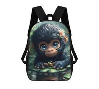 sinyumoney Impression 3D Cute Monkey with Frog on Lilypad Sacs À Dos Scolaires Pour Enfants De 17 Pouces, Sacs À Livres Pour Garçons, Grand Sac À Dos De Voyage, Sacs À Dos De Jour
