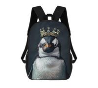 sinyumoney Impression 3D Cute Penguin King Sacs À Dos Scolaires Pour Enfants, Cartables Pour Garçons, Grand Sac À Dos De Voyage, Sacs À Dos De Jour 17inch