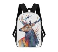 sinyumoney Impression 3D Deer In Watercolor Art Sacs À Dos Scolaires Pour Enfants De 17 Pouces, Sacs À Livres Pour Garçons, Grand Sac À Dos De Voyage, Sacs À Dos De Jour
