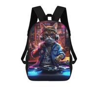 sinyumoney Impression 3D DJ Cat in Action Sacs À Dos Scolaires Pour Enfants, Cartables Pour Garçons, Grand Sac À Dos De Voyage, Sacs À Dos De Jour 17inch