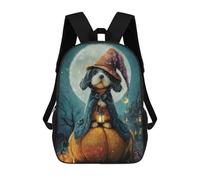 sinyumoney Impression 3D Dog Wizard on Pumpkin Halloween Night Sacs À Dos Scolaires Pour Enfants, Cartables Pour Garçons, Grand Sac À Dos De Voyage, Sacs À Dos De Jour 17inch