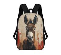 sinyumoney Impression 3D Donkey Portrait with Abstract Background Sacs À Dos Scolaires Pour Enfants De 17 Pouces, Sacs À Livres Pour Garçons, Grand Sac À Dos De Voyage, Sacs À Dos De Jour