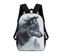 sinyumoney Impression 3D Double Exposure Wolf Sacs À Dos Scolaires Pour Enfants De 17 Pouces, Sacs À Livres Pour Garçons, Grand Sac À Dos De Voyage, Sacs À Dos De Jour