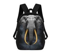 sinyumoney Impression 3D Elephant with Golden Tusks on Black Sacs À Dos Scolaires Pour Enfants, Cartables Pour Garçons, Grand Sac À Dos De Voyage, Sacs À Dos De Jour 17inch