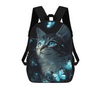 sinyumoney Impression 3D Enchanted Cat with Butterflies Sacs À Dos Scolaires Pour Enfants De 17 Pouces, Sacs À Livres Pour Garçons, Grand Sac À Dos De Voyage, Sacs À Dos De Jour