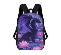 sinyumoney Impression 3D Enchanted Dragon in Lotus Pond Sacs À Dos Scolaires Pour Enfants De 17 Pouces, Sacs À Livres Pour Garçons, Grand Sac À Dos De Voyage, Sacs À Dos De Jour