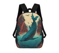 sinyumoney Impression 3D Enchanted Kingdom Whale Sacs À Dos Scolaires Pour Enfants, Cartables Pour Garçons, Grand Sac À Dos De Voyage, Sacs À Dos De Jour 17inch