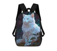 sinyumoney Impression 3D Enchanted White Cat Sacs À Dos Scolaires Pour Enfants, Cartables Pour Garçons, Grand Sac À Dos De Voyage, Sacs À Dos De Jour 17inch