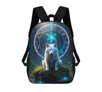 sinyumoney Impression 3D Enchanted Wolf in Mystic Forest Sacs À Dos Scolaires Pour Enfants, Cartables Pour Garçons, Grand Sac À Dos De Voyage, Sacs À Dos De Jour 17inch