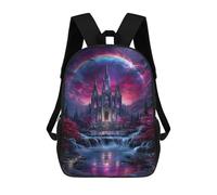 sinyumoney Impression 3D Fantasy Castle with Waterfall And Rainbow Sacs À Dos Scolaires Pour Enfants, Cartables Pour Garçons, Grand Sac À Dos De Voyage, Sacs À Dos De Jour 17inch