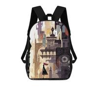 sinyumoney Impression 3D Fantasy Cityscape with Woman Sacs À Dos Scolaires Pour Enfants De 17 Pouces, Sacs À Livres Pour Garçons, Grand Sac À Dos De Voyage, Sacs À Dos De Jour