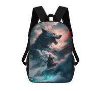 sinyumoney Impression 3D Fantasy Wolf Warrior Artwork Sacs À Dos Scolaires Pour Enfants De 17 Pouces, Sacs À Livres Pour Garçons, Grand Sac À Dos De Voyage, Sacs À Dos De Jour