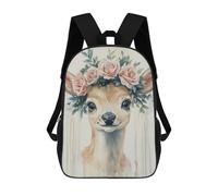 sinyumoney Impression 3D Fawn with Rose Crown Sacs À Dos Scolaires Pour Enfants, Cartables Pour Garçons, Grand Sac À Dos De Voyage, Sacs À Dos De Jour 17inch