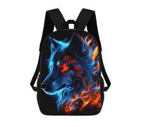 sinyumoney Impression 3D Flame Wolf Artwork -2 Sacs À Dos Scolaires Pour Enfants, Cartables Pour Garçons, Grand Sac À Dos De Voyage, Sacs À Dos De Jour 17inch