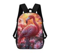 sinyumoney Impression 3D Flamingo in A Floral Paradise Sacs À Dos Scolaires Pour Enfants, Cartables Pour Garçons, Grand Sac À Dos De Voyage, Sacs À Dos De Jour 17inch
