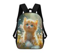 sinyumoney Impression 3D Fluffy Kitten in Flowers Sacs À Dos Scolaires Pour Enfants De 17 Pouces, Sacs À Livres Pour Garçons, Grand Sac À Dos De Voyage, Sacs À Dos De Jour