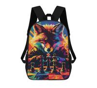 sinyumoney Impression 3D Fox Master Chess Game Art Sacs À Dos Scolaires Pour Enfants De 17 Pouces, Sacs À Livres Pour Garçons, Grand Sac À Dos De Voyage, Sacs À Dos De Jour