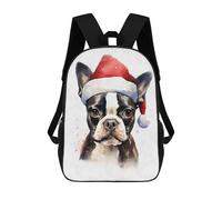 sinyumoney Impression 3D French Bulldog Santa Hat Sacs À Dos Scolaires Pour Enfants, Cartables Pour Garçons, Grand Sac À Dos De Voyage, Sacs À Dos De Jour 17inch
