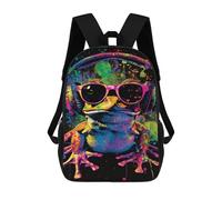 sinyumoney Impression 3D Frog with Headphones Art Print Sacs À Dos Scolaires Pour Enfants De 17 Pouces, Sacs À Livres Pour Garçons, Grand Sac À Dos De Voyage, Sacs À Dos De Jour