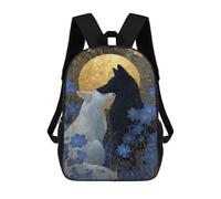 sinyumoney Impression 3D Full Moon Foxes Romance -1 Sacs À Dos Scolaires Pour Enfants De 17 Pouces, Sacs À Livres Pour Garçons, Grand Sac À Dos De Voyage, Sacs À Dos De Jour