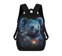 sinyumoney Impression 3D Galactic Bear with Flowers -1 Sacs À Dos Scolaires Pour Enfants De 17 Pouces, Sacs À Livres Pour Garçons, Grand Sac À Dos De Voyage, Sacs À Dos De Jour