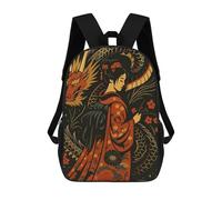 sinyumoney Impression 3D Geisha And Dragon Art Illustration Sacs À Dos Scolaires Pour Enfants, Cartables Pour Garçons, Grand Sac À Dos De Voyage, Sacs À Dos De Jour 17inch
