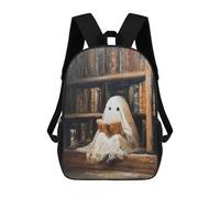 sinyumoney Impression 3D Ghost Reading Book in Library-1 Sacs À Dos Scolaires Pour Enfants De 17 Pouces, Sacs À Livres Pour Garçons, Grand Sac À Dos De Voyage, Sacs À Dos De Jour