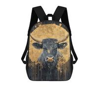 sinyumoney Impression 3D Golden Bull Portrait Art Print Sacs À Dos Scolaires Pour Enfants De 17 Pouces, Sacs À Livres Pour Garçons, Grand Sac À Dos De Voyage, Sacs À Dos De Jour