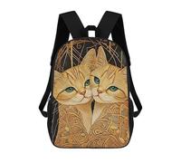 sinyumoney Impression 3D Golden Cats with Green Eyes Sacs À Dos Scolaires Pour Enfants De 17 Pouces, Sacs À Livres Pour Garçons, Grand Sac À Dos De Voyage, Sacs À Dos De Jour