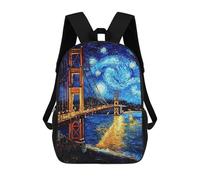 sinyumoney Impression 3D Golden Gate Bridge Starry Night Sacs À Dos Scolaires Pour Enfants, Cartables Pour Garçons, Grand Sac À Dos De Voyage, Sacs À Dos De Jour 17inch