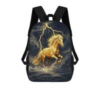 sinyumoney Impression 3D Golden Horse in Storm Sacs À Dos Scolaires Pour Enfants, Cartables Pour Garçons, Grand Sac À Dos De Voyage, Sacs À Dos De Jour 17inch