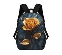 sinyumoney Impression 3D Golden Rose on Marble Sacs À Dos Scolaires Pour Enfants, Cartables Pour Garçons, Grand Sac À Dos De Voyage, Sacs À Dos De Jour 17inch