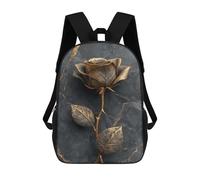 sinyumoney Impression 3D Golden Rose Wall Art Sacs À Dos Scolaires Pour Enfants De 17 Pouces, Sacs À Livres Pour Garçons, Grand Sac À Dos De Voyage, Sacs À Dos De Jour