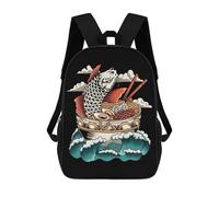 sinyumoney Impression 3D Great Ramen Wave Sacs À Dos Scolaires Pour Enfants, Cartables Pour Garçons, Grand Sac À Dos De Voyage, Sacs À Dos De Jour 17inch
