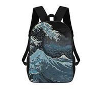sinyumoney Impression 3D Great Wave Off Kanagawa Inspired Art Sacs À Dos Scolaires Pour Enfants, Cartables Pour Garçons, Grand Sac À Dos De Voyage, Sacs À Dos De Jour 17inch